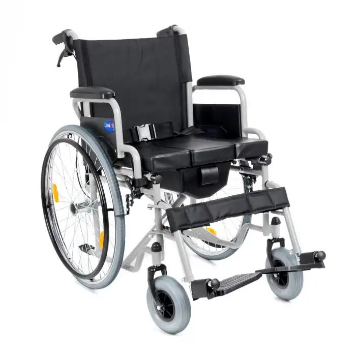 Comfort Plus Tekerlekli Sandalye | WC Özellikli, 45 cm Oturum Genişliği, Refakatçi Frenli, Çelik Gövde DM-545