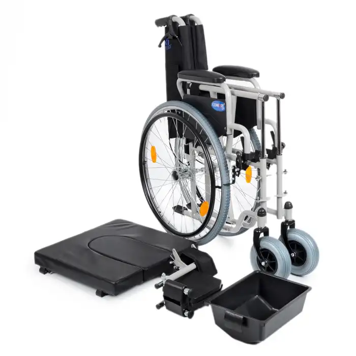 Comfort Plus Tekerlekli Sandalye | WC Özellikli, 45 cm Oturum Genişliği, Refakatçi Frenli, Çelik Gövde DM-545