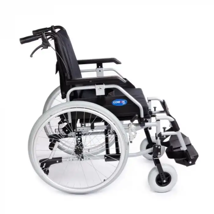 Comfort Plus Tekerlekli Sandalye | Hafif Alüminyum Gövde, Quick Release Tekerlekli, Ayarlanabilir Oturma ve Sırt Gergili DM-Strong 45 cm