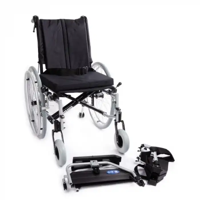 Comfort Plus Tekerlekli Sandalye | Hafif Alüminyum Gövde, Quick Release Tekerlekli, Ayarlanabilir Oturma ve Sırt Gergili DM-Strong 45 cm