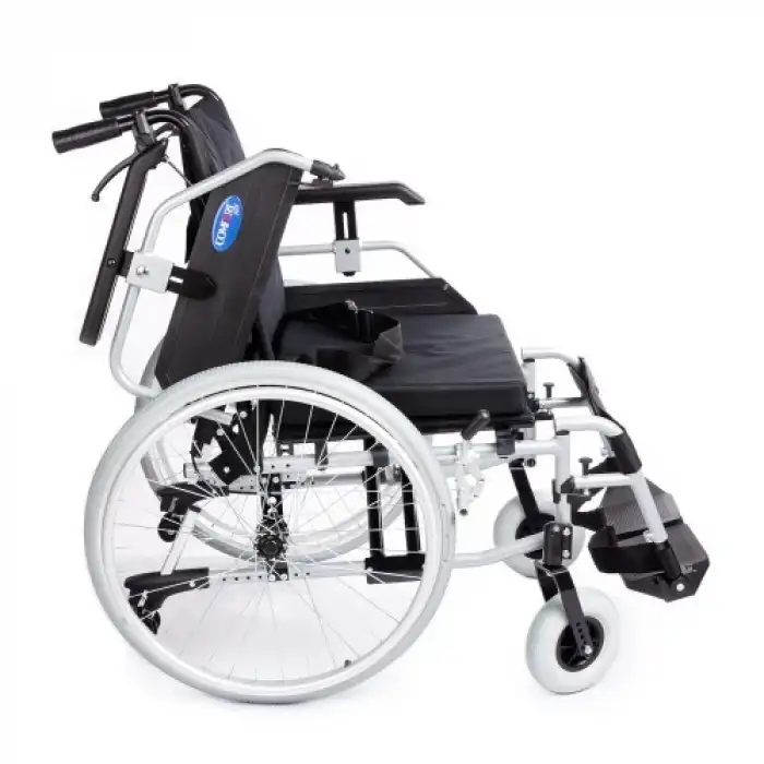 Comfort Plus Tekerlekli Sandalye | Hafif Alüminyum Gövde, Quick Release Tekerlekli, Ayarlanabilir Oturma ve Sırt Gergili DM-Strong 45 cm