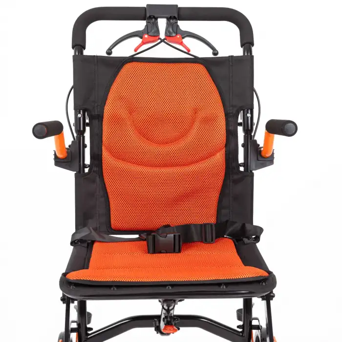 Comfort Plus Transfer Tekerlekli Sandalye Turuncu | Katlanabilir Yapı, Fileli Şilte, Refakatçili Kullanım DY01409LJ