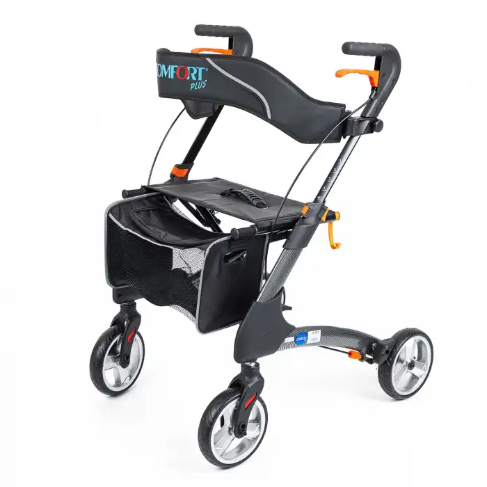 Comfort Plus Rolatör Yürüteç | Karbon Desenli Alüminyum Gövde, 7 PVC Tekerlekli, Katlanabilir ve Frenli DY049147L