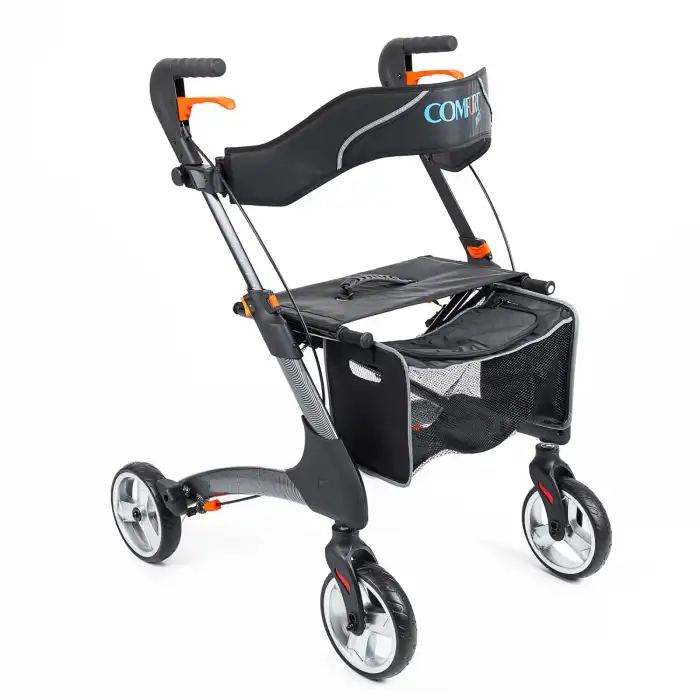 Comfort Plus Rolatör Yürüteç | Karbon Desenli Alüminyum Gövde, 7 PVC Tekerlekli, Katlanabilir ve Frenli DY049147L