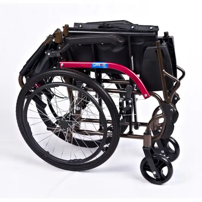 Comfort Plus Transfer Tekerlekli Sandalye | Alüminyum Gövde, Kompakt Yapı, Refakatçi Frenli GK863LAJ-20 Jet Black