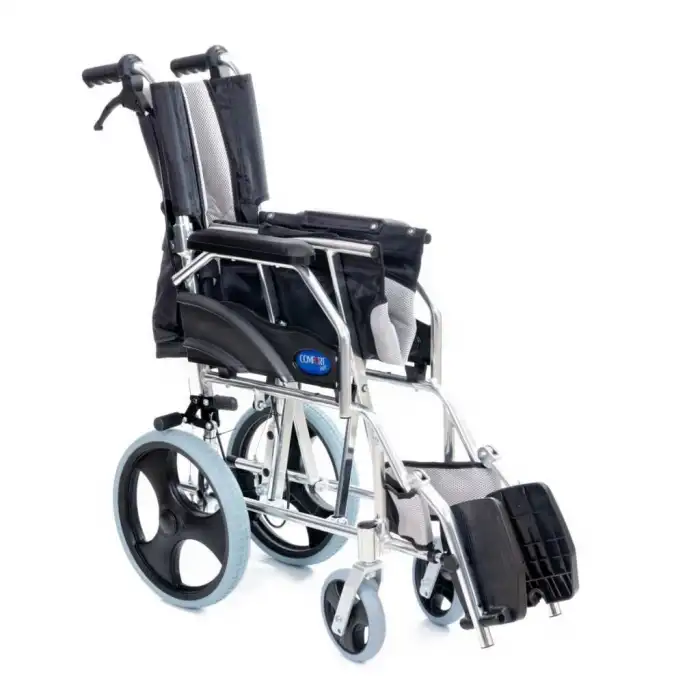 Comfort Plus Transfer Tekerlekli Sandalye Gri | Eloksal Kaplı Alüminyum Şase, Katlanabilir Kompakt Yapı, Refakatçi Frenli, KY863LABJ-A12