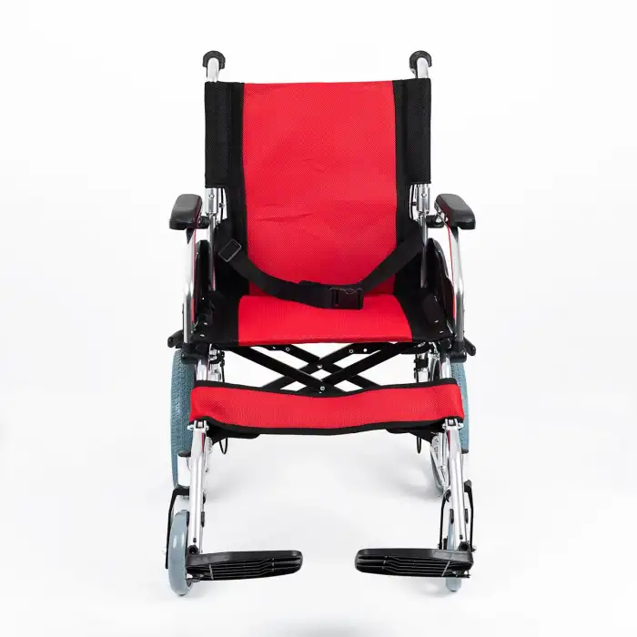 Comfort Plus Transfer Tekerlekli Sandalye Kırmızı | Eloksal Kaplı Alüminyum Şase, Katlanabilir Yapı, Refakatçi Frenli, KY863LABJ-A12