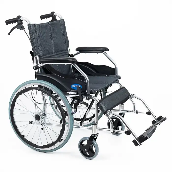 Comfort Plus Tekerlekli Sandalye Füme | Eloksal Kaplı Alüminyum Şase, Kompakt Katlanabilir Yapı, Refakatçi Frenli, KY863LAJ-A20