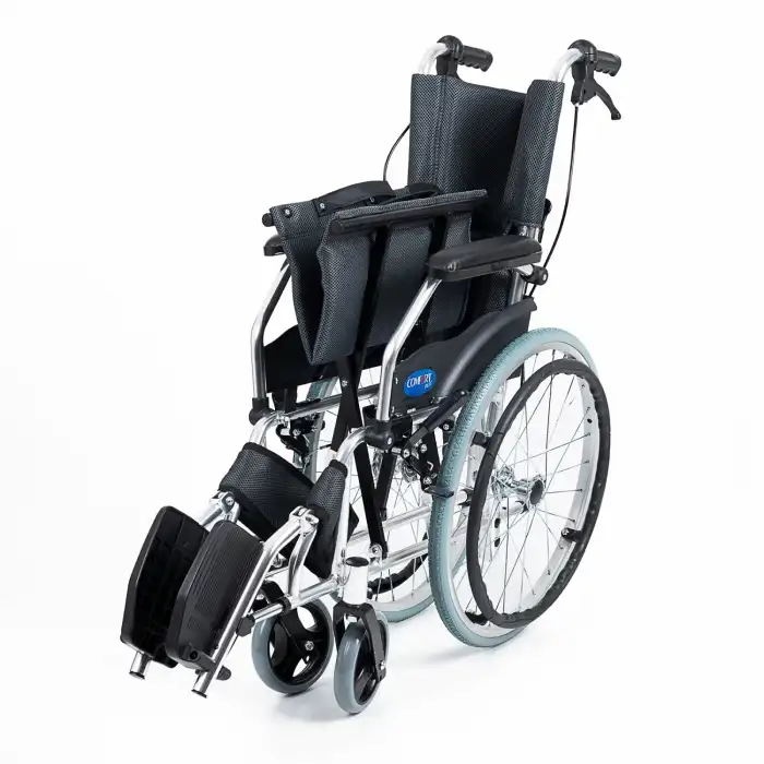 Comfort Plus Tekerlekli Sandalye Füme | Eloksal Kaplı Alüminyum Şase, Kompakt Katlanabilir Yapı, Refakatçi Frenli, KY863LAJ-A20