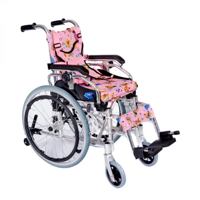 Comfort Plus Pediatrik Tekerlekli Sandalye Pembe | Alüminyum Şase, Göğüs Destekli Emniyet Kemeri, Quick Release Teker KY980LQ-30