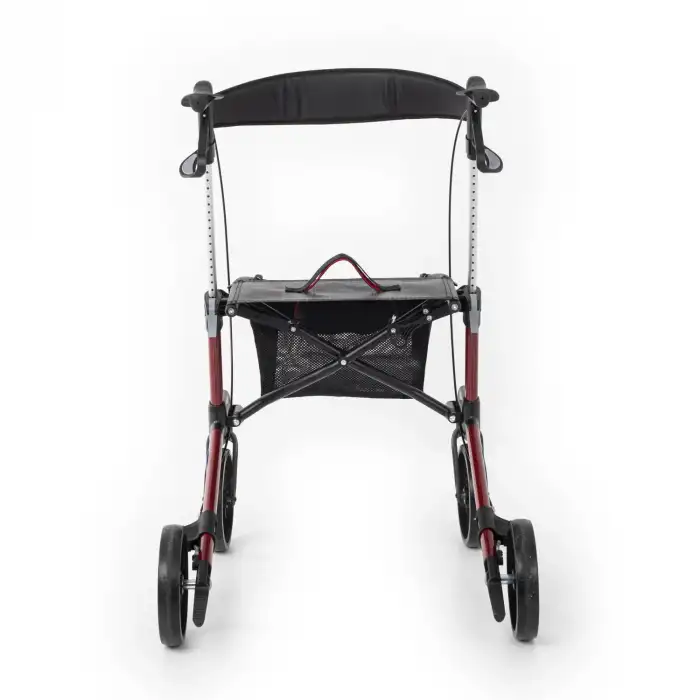 Comfort Plus Rolatör Yürüteç Bordo | Alüminyum Şase, Katlanabilir Frenli 8 Tekerlekli, Oturaklı ve Sepetli Lux Model, Spirit-X3