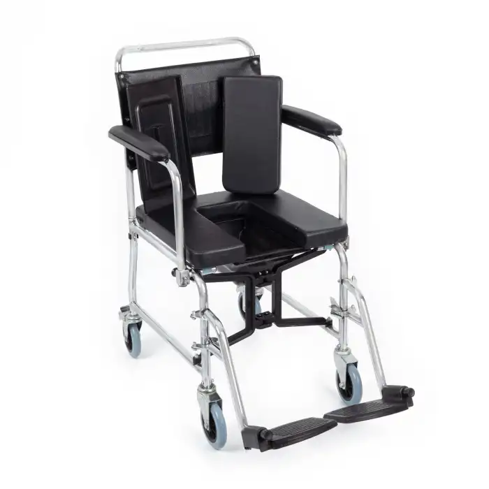 Comfort Plus Tuvaletli Tekerlekli Sandalye | Önden Sürgülü Tuvalet Aparatı, Nikelaj Kaplama KY689U