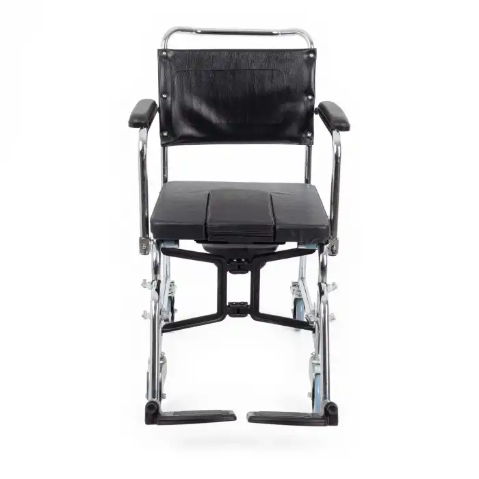 Comfort Plus Tuvaletli Tekerlekli Sandalye | Önden Sürgülü Tuvalet Aparatı, Nikelaj Kaplama KY689U