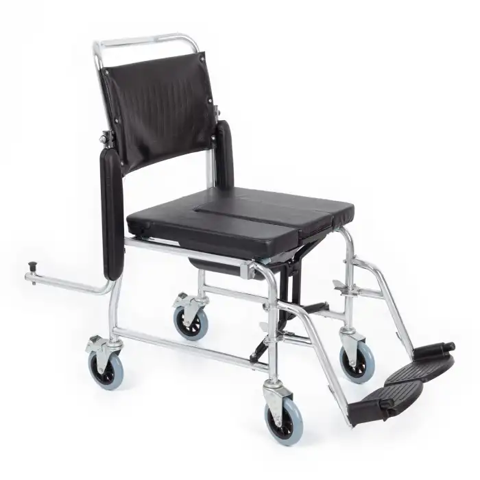Comfort Plus Tuvaletli Tekerlekli Sandalye | Önden Sürgülü Tuvalet Aparatı, Nikelaj Kaplama KY689U