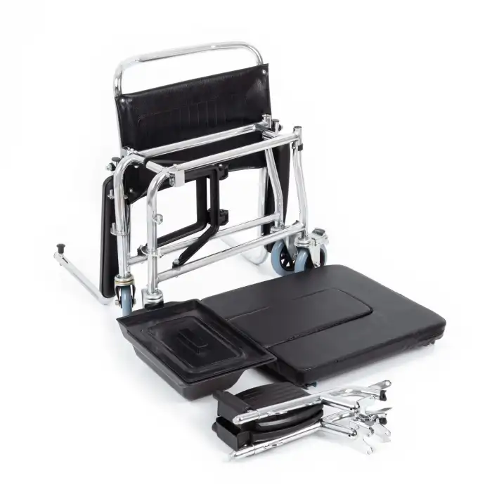 Comfort Plus Tuvaletli Tekerlekli Sandalye | Önden Sürgülü Tuvalet Aparatı, Nikelaj Kaplama KY689U