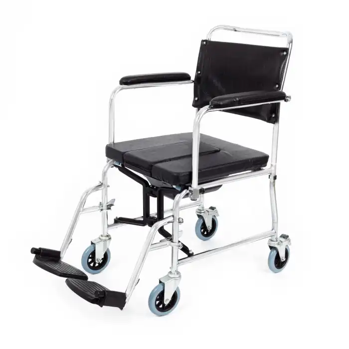 Comfort Plus Tuvaletli Tekerlekli Sandalye | Önden Sürgülü Tuvalet Aparatı, Nikelaj Kaplama KY689U
