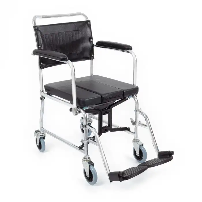 Comfort Plus Tuvaletli Tekerlekli Sandalye | Önden Sürgülü Tuvalet Aparatı, Nikelaj Kaplama KY689U