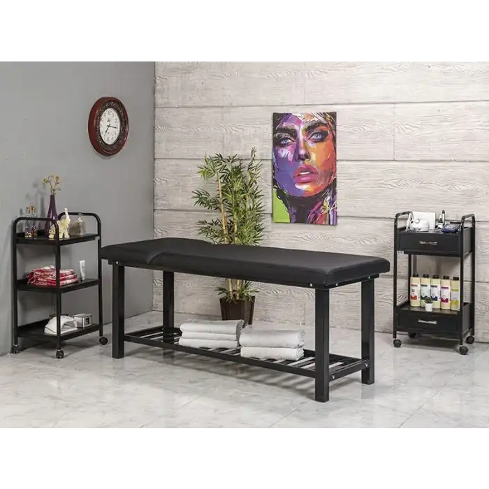 Elit Ekstra Sağlam Sırt Hareketli Bakım Masası Siyah | Ayarlanabilir Sırt Destekli Dayanıklı 3222