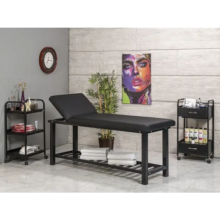 Elit Ekstra Sağlam Sırt Hareketli Bakım Masası Siyah | Ayarlanabilir Sırt Destekli Dayanıklı 3222