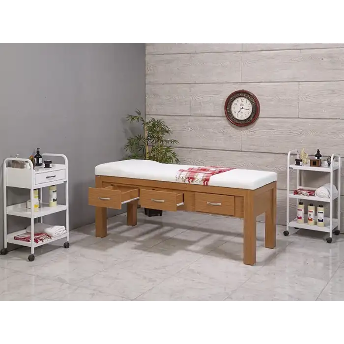 Foça Ahşap Bakım Masası Bambu | Melamin Gövdeli 3 Çekmeceli Leke Tutmaz Döşemeli Dayanıklı 3502