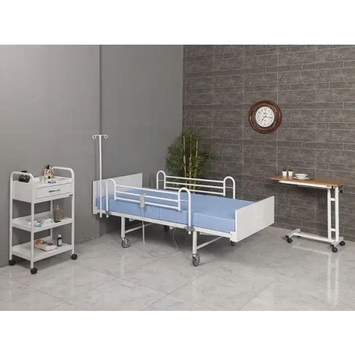 Hareketli Elektrikli Karyola ve Yatak | 2 Motorlu Kumandalı, Ahşap Başlıklı, Duba Korkuluklu Model