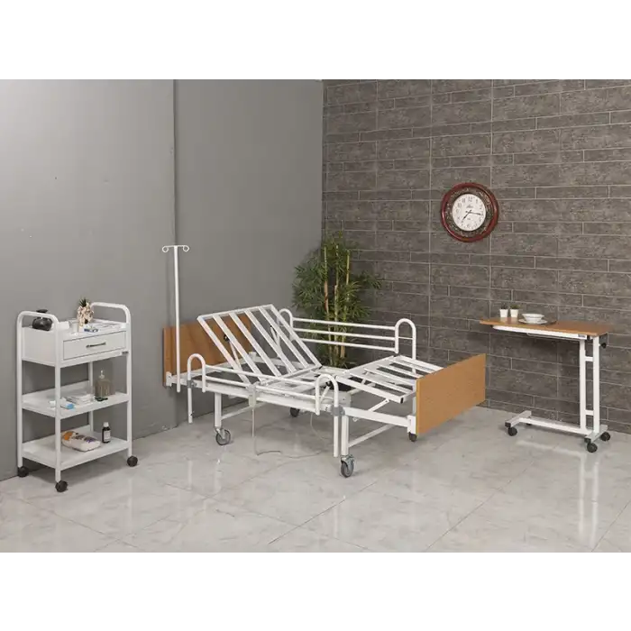 Hareketli Elektrikli Karyola ve Yatak | 2 Motorlu Kumandalı, Duba Korkuluklu Model, Ahşap Başlıklı