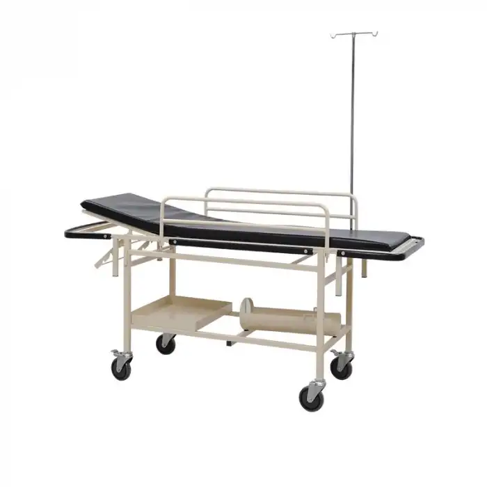 Küçük Teker Sedye | Antibakteriyel Minderli, ABS Tekerlekli, Serum Askılı ve Malzeme Bölmeli E-212