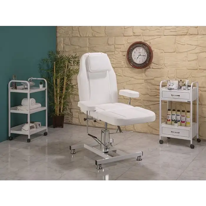 Hisar Hidrolikli Koltuk Klasik Beyaz | Yükseklik Ayarlı, Sedye Pozisyonlu 2401