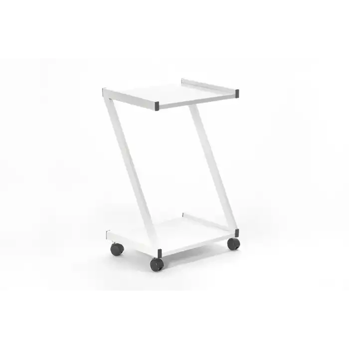 İron Cihaz Taşıma ve Setup Sehpası Beyaz | Z Tipi Metal Gövdeli İki Raflı Profesyonel Sehpa 4021