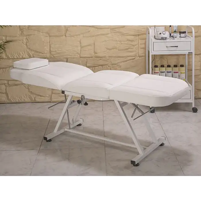 Koza Sırt ve Ayak Kısmı Hareketli Koltuk Beyaz | Sedye Pozisyonlu, Vinlex Döşemeli 2101