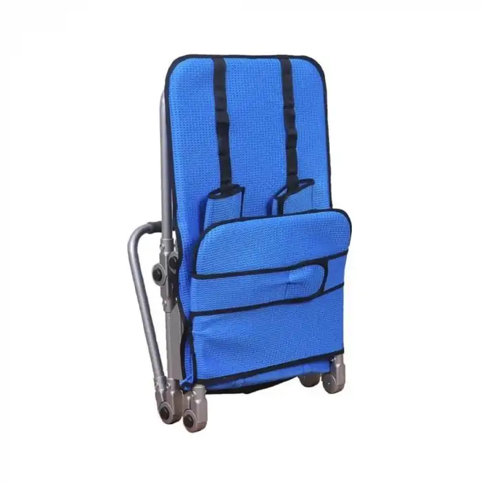 Metal Engelli Banyo Yıkama Sandalyesi Mavi | Ayarlanabilir Yükseklik ve Açı Özelliği 125 cm