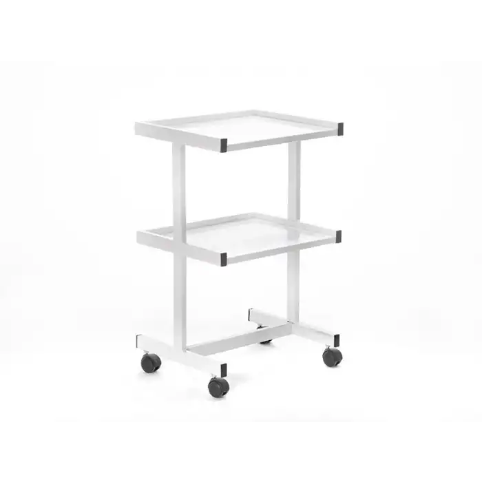 Mira Cihaz Taşıma Ve Setup Sehpası Beyaz | 2 Raflı Metal Gövde Elektrostatik Boyalı Tekerlekli 4031