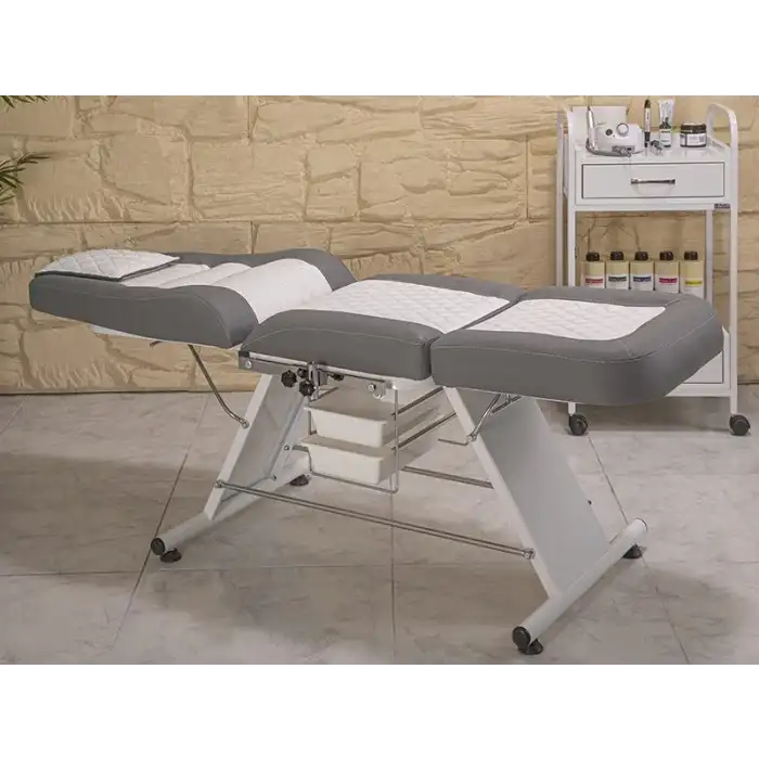 Montana Sırt ve Ayak Kısmı Hareketli Bakım Koltuğu Gri - Beyaz | Vinlex Döşemeli Ergonomik 2304