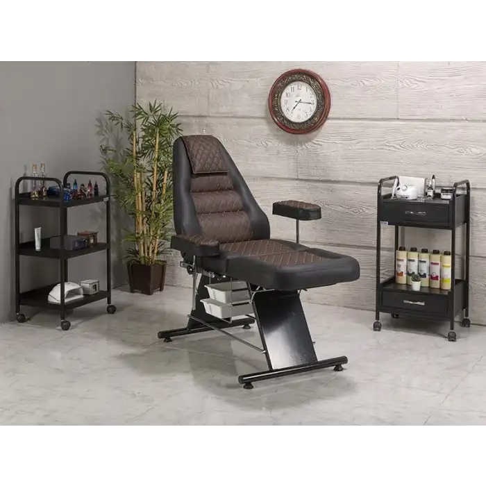 Montana Sırt ve Ayak Kısmı Hareketli Bakım Koltuğu Kahverengi - Siyah | Vinlex Döşeme Ergonomik 2307