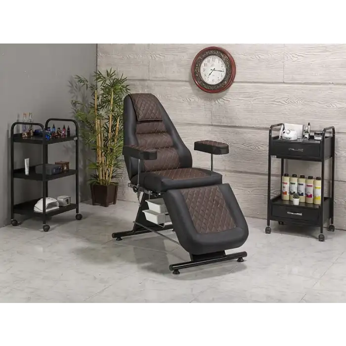 Montana Sırt ve Ayak Kısmı Hareketli Bakım Koltuğu Kahverengi - Siyah | Vinlex Döşeme Ergonomik 2307