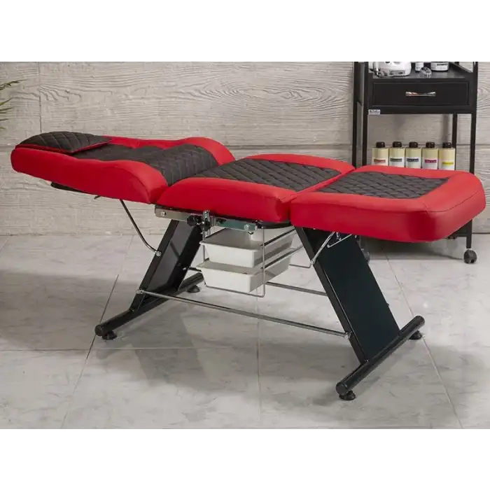 Montana Sırt ve Ayak Kısmı Hareketli Bakım Koltuğu Kırmızı - Siyah | Vinlex Döşemeli Ergonomik 2306