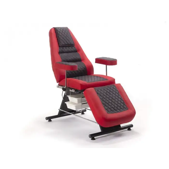 Montana Sırt ve Ayak Kısmı Hareketli Bakım Koltuğu Kırmızı - Siyah | Vinlex Döşemeli Ergonomik 2306