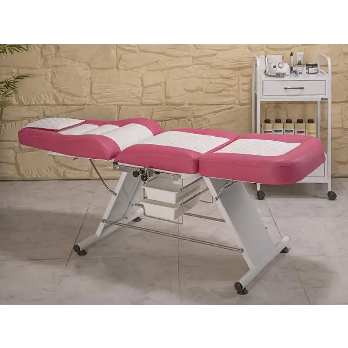 Montana Sırt ve Ayak Kısmı Hareketli Bakım Koltuğu Pembe - Beyaz | Vinlex Döşemeli Ergonomik 2303