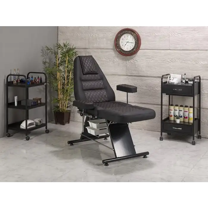 Montana Sırt ve Ayak Kısmı Hareketli Bakım Koltuğu Siyah | Vinlex Döşemeli Ergonomik 2305