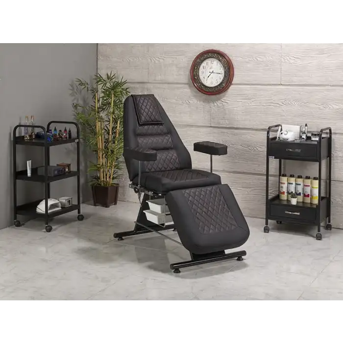 Montana Sırt ve Ayak Kısmı Hareketli Bakım Koltuğu Siyah | Vinlex Döşemeli Ergonomik 2305