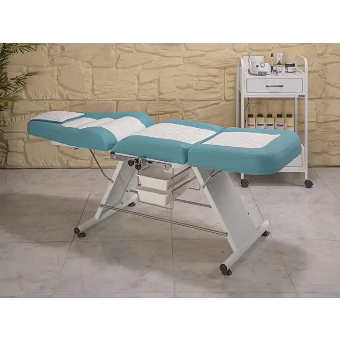 Montana Sırt ve Ayak Kısmı Hareketli Bakım Koltuğu Turkuaz - Beyaz | Vinlex Döşemeli Ergonomik 2302