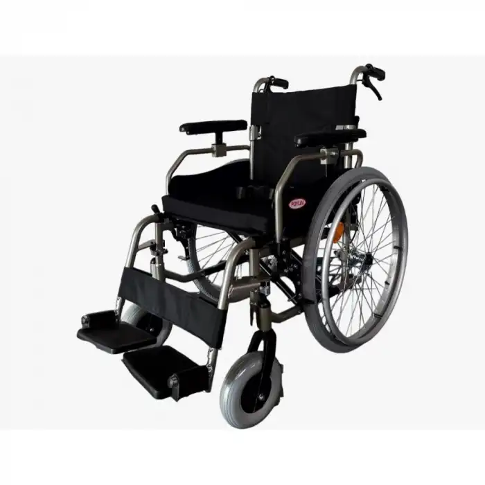 Poylin Alüminyum Hafif Tekerlekli Sandalye | Yüksekliği Ayarlanabilir Kolçak, Bas-Çıkar Teker, Visco Minderli P967