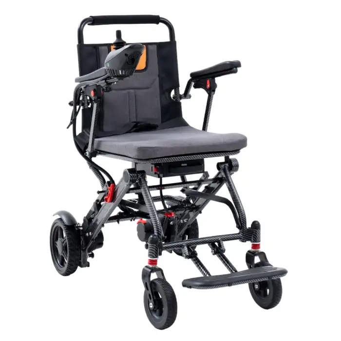 Poylin Hafif Akülü Tekerlekli Sandalye | Katlanabilir, Akıllı Joystick ve Süspansiyon Destekli P198