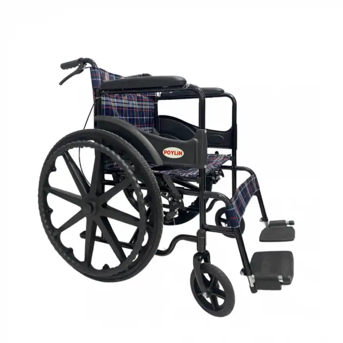 Poylin Ekonomik Tekerlekli Sandalye | Çelik Şase, Katlanabilir ve Antibakteriyel Döşeme P100