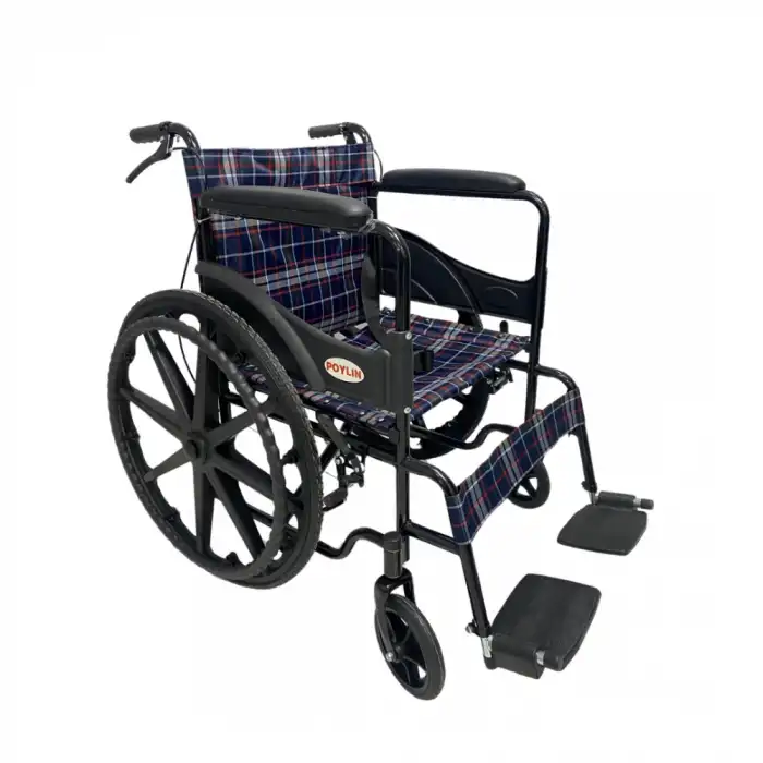 Poylin Ekonomik Tekerlekli Sandalye | Çelik Şase, Katlanabilir ve Antibakteriyel Döşeme P100