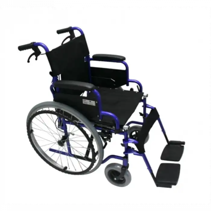 Poylin Özellikli Standart Manuel Tekerlekli Sandalye | Katlanabilir Sırtlı Çelik Şase, Refakatçi Frenli, Antibakteriyel Döşemeli P110