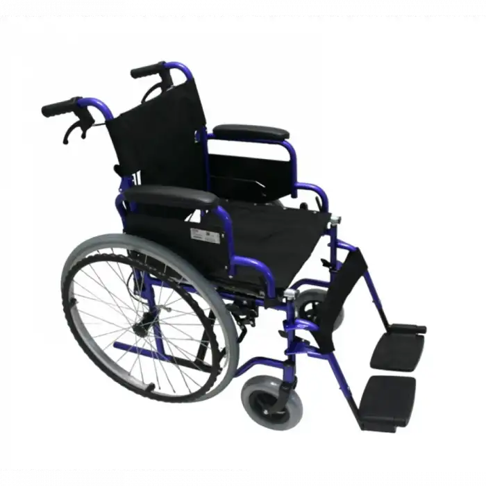 Poylin Özellikli Standart Manuel Tekerlekli Sandalye | Katlanabilir Sırtlı Çelik Şase, Refakatçi Frenli, Antibakteriyel Döşemeli P110