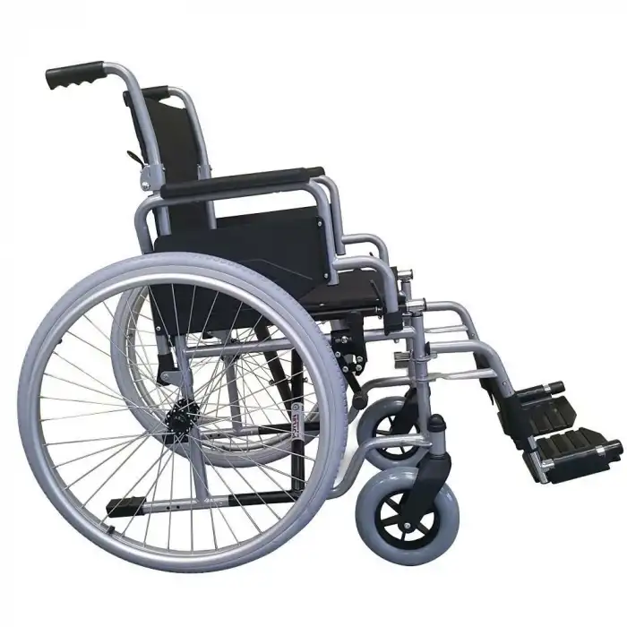 Poylin Manuel Tekerlekli Sandalye | Katlanabilir Sırtlı Çelik Şase, Bas-Çıkar Tekerlekli, Antibakteriyel Döşemeli P111