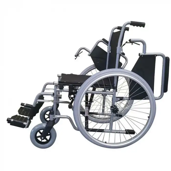 Poylin Manuel Tekerlekli Sandalye | Katlanabilir Sırtlı Çelik Şase, Bas-Çıkar Tekerlekli, Antibakteriyel Döşemeli P111