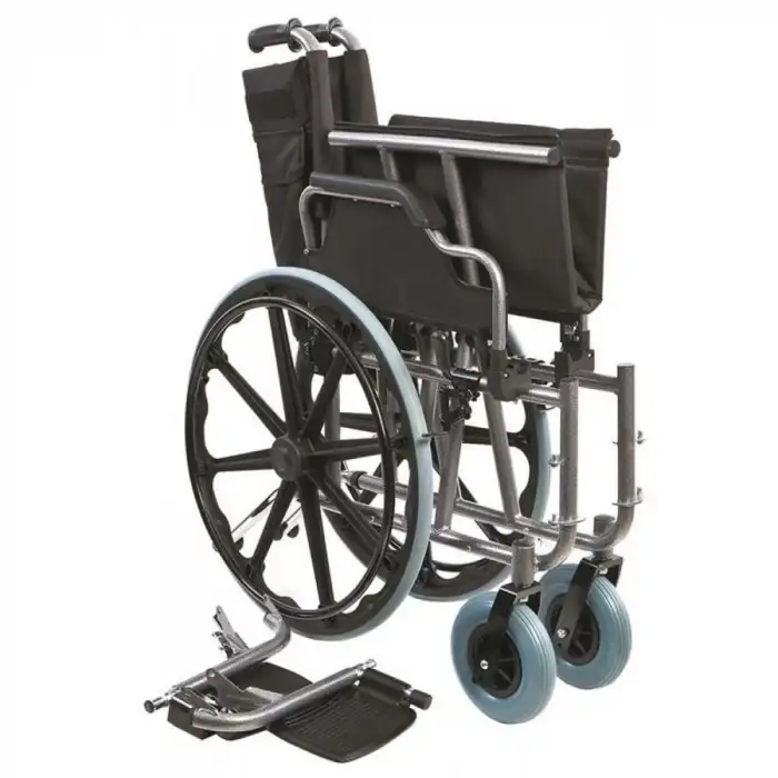 Poylin Büyük Beden Manuel Tekerlekli Sandalye | Katlanabilir Çelik Şase, Ayarlanabilir Ayaklıklı, Antibakteriyel Döşemeli P114-50